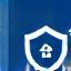 Stylized icon of a secure data shield.